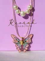 cooper butterfly necklaces necklace female clavicle chain butterfly pearl necklace double choker chains jewelry woman