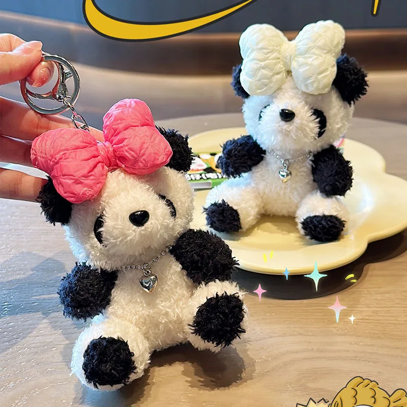 Мультяшный бант панда плюшевая Мягкая кукла брелок кулон креативное милое