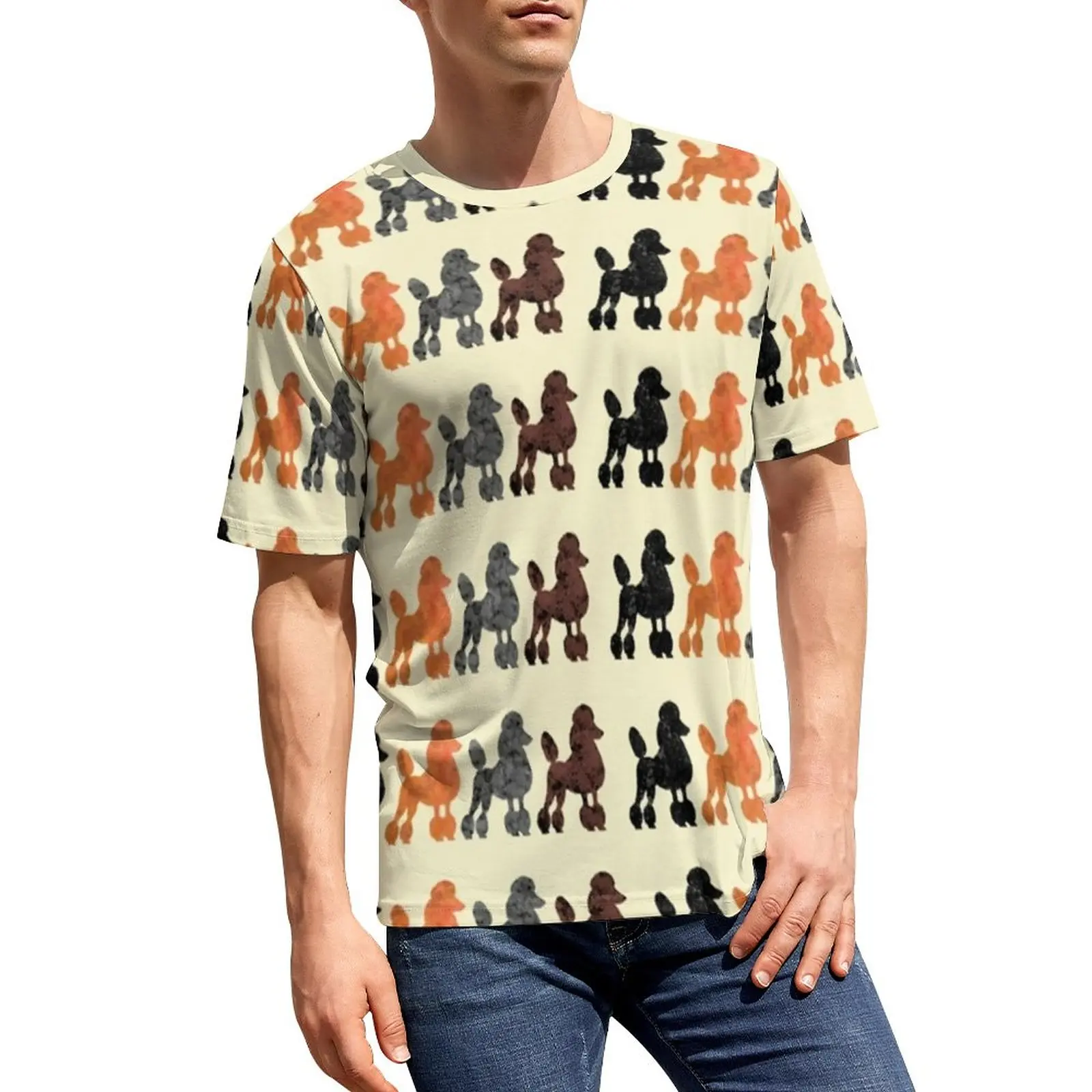 

Милая футболка с принтом пуделя, футболки в стиле Харадзюку с изображением четырех собак, Мужская Уличная футболка, Оригинальная футболка с коротким рукавом на заказ, женская футболка