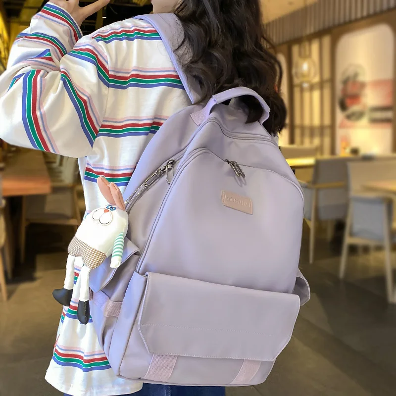 

Модная женская фиолетовая школьная сумка Kawaii, Модный женский рюкзак для ноутбука и колледжа, нейлоновый дорожный женский студенческий рюкз...