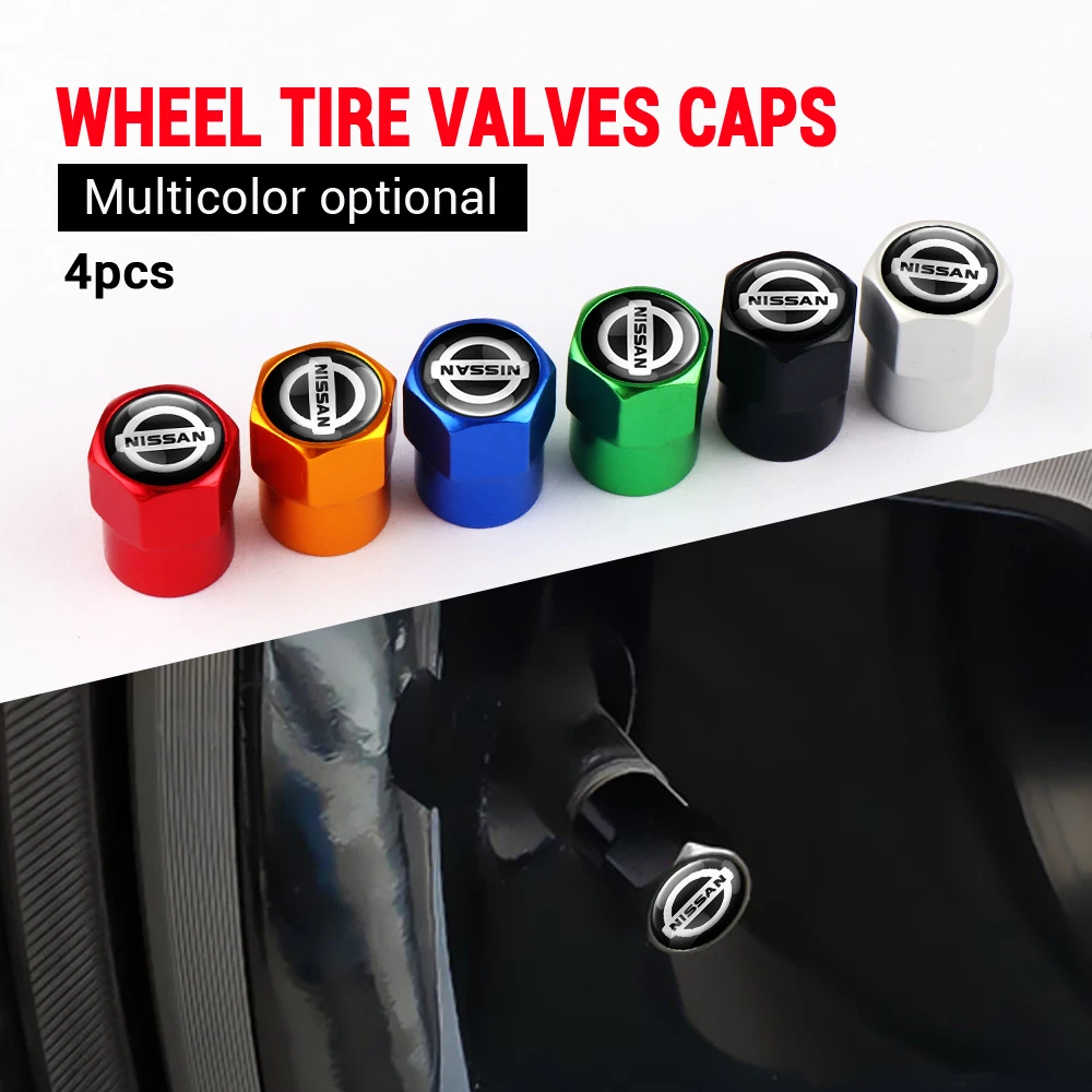 

4PCS Metal Car Emblem Wheel Tire Valve Stem Protection Caps Auto Accessories For Nissan Tiida Teana Skyline Juke X-trail Almera