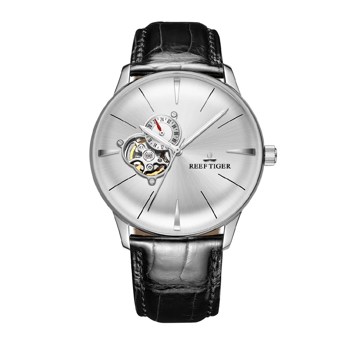 

Reef Tiger Fashion Mens Watches,Men Automatic Watch Mechanical Wristwatch 50M Waterproof Sapphire Skeleton Top Luxury Brand