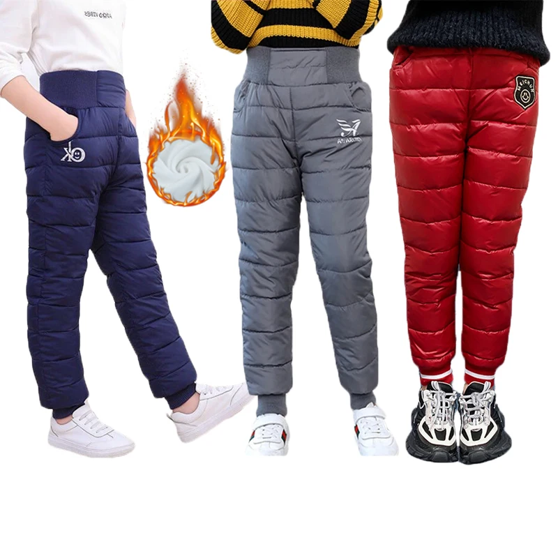 

Big Boys Winter Pants Kids Teens Cotton Padded Thick Warm Trousers Waterproof Ski Pants 9 10 12 Year High Waist Leggings Baby