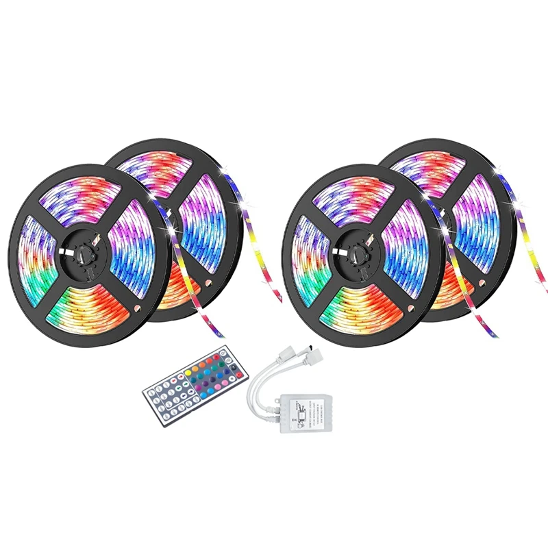 

LED Strips Lights 3528 RGB Flexible Waterproof LED Lights 20M With 44 Key Remote For Bedroom Christmas TV Back Decorate