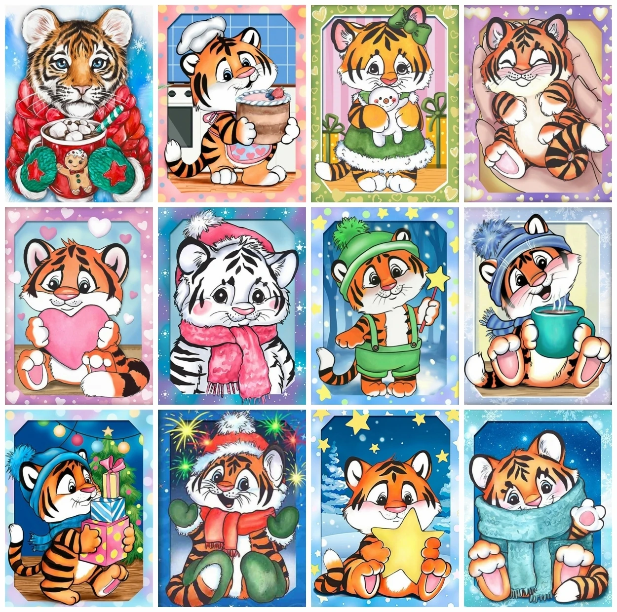 

Набор для вышивки крестиком 5D «сделай сам» из мультфильма «Тигр»