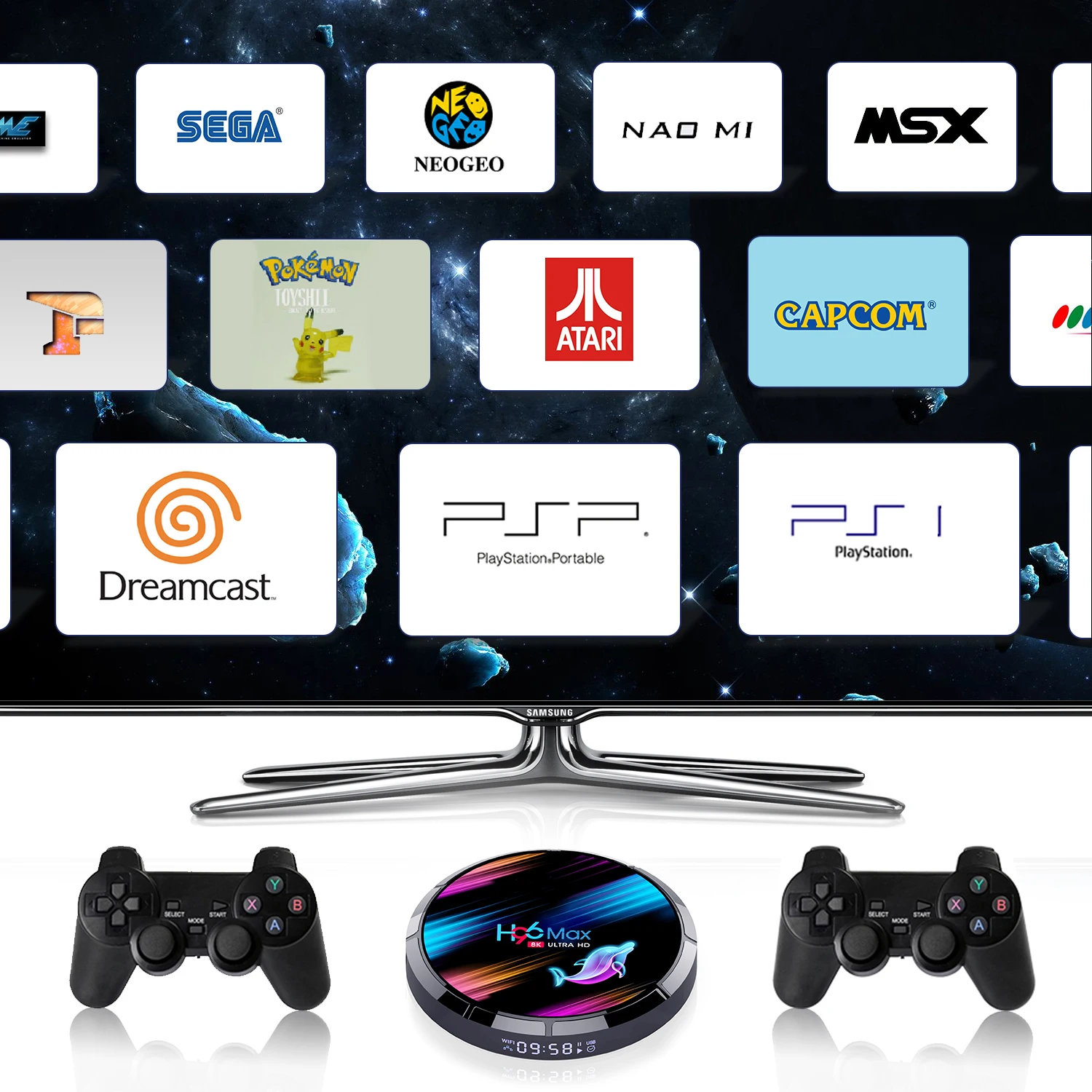 Ретро игровая консоль 4K HD H96 Игровая приставка для PS1/PSP/N64/DC/SNES с 50000 играми ТВ |