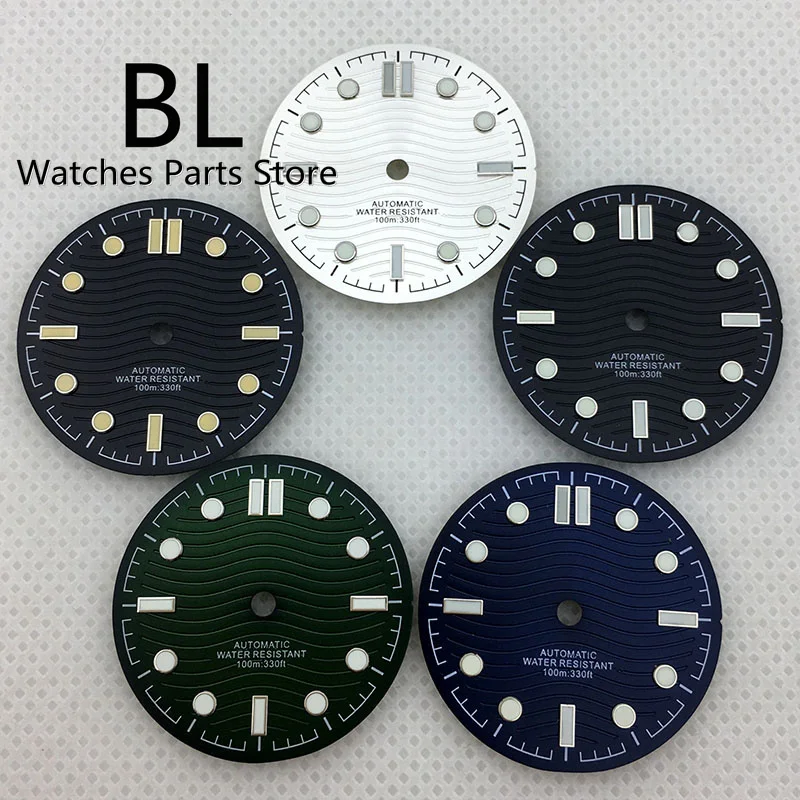 

BL 31mm Watch Dial Black White Blue Green Lume Fit NH35 NH36 ETA 2836 2824 Miyota 8205/8215/821A Mingzhu DG2813/3804 Movement