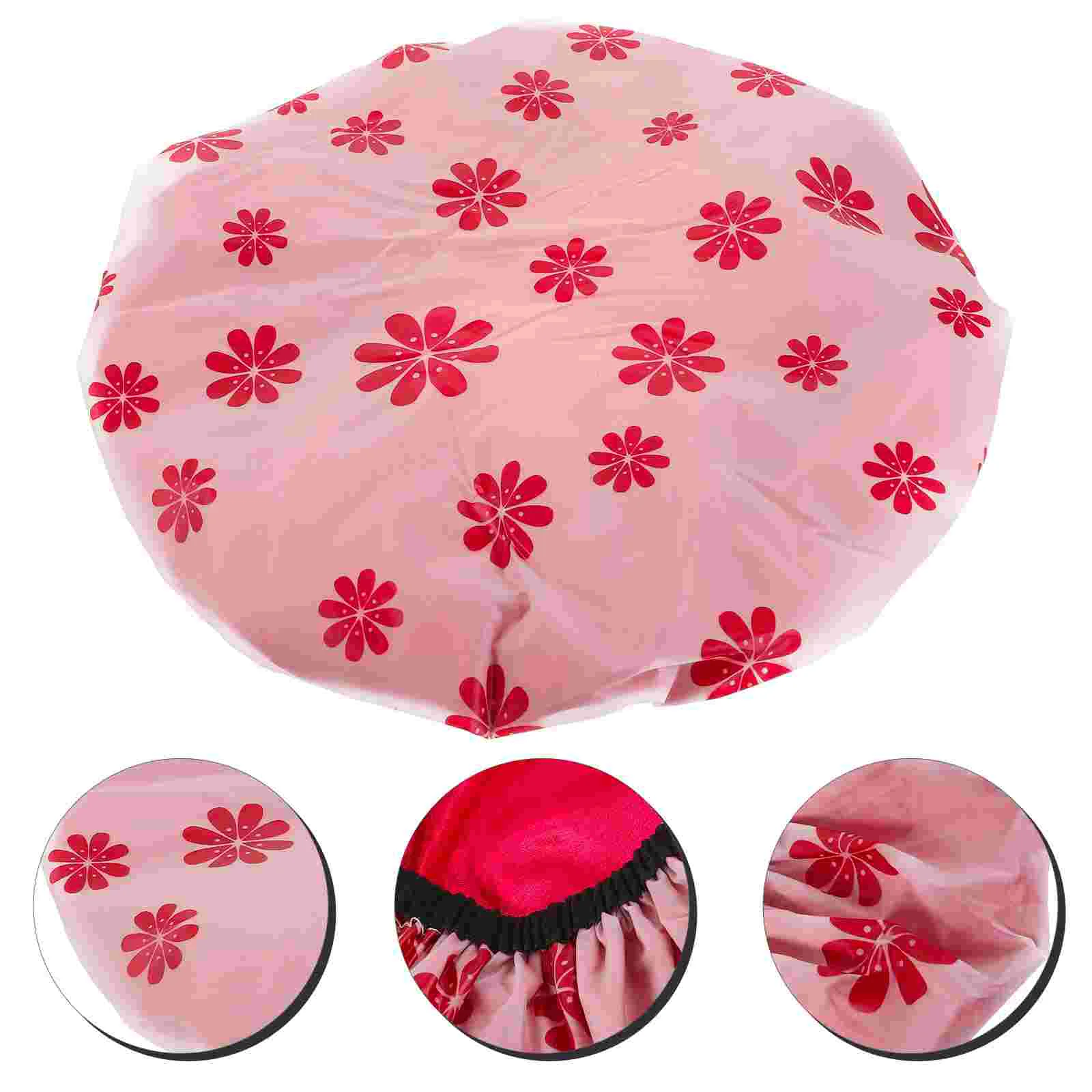 

Shower Caps Women Reusable Hair Cover Double Layer Large Satin Lined Eva Essentials Women's