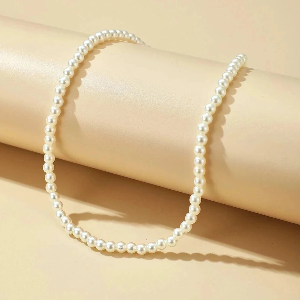 eManco ожерелье из нержавеющей стали с искусственным жемчугом