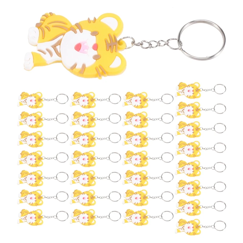 

30Pcs 2022 Tiger Year Cartoon Tiger Keychains Keyring Chinese New Year Themed Party Tiger Pendant For Keys Bags Ornament