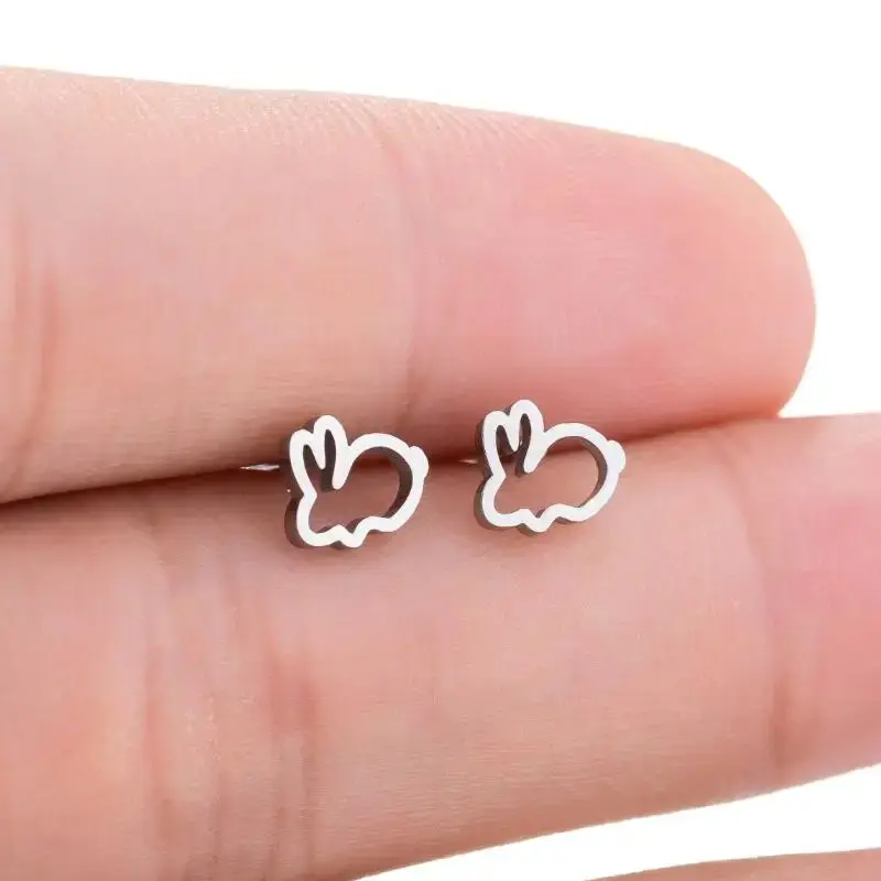 Shuangshuo милые серьги-кролики из нержавеющей стали для женщин и девушек ажурные