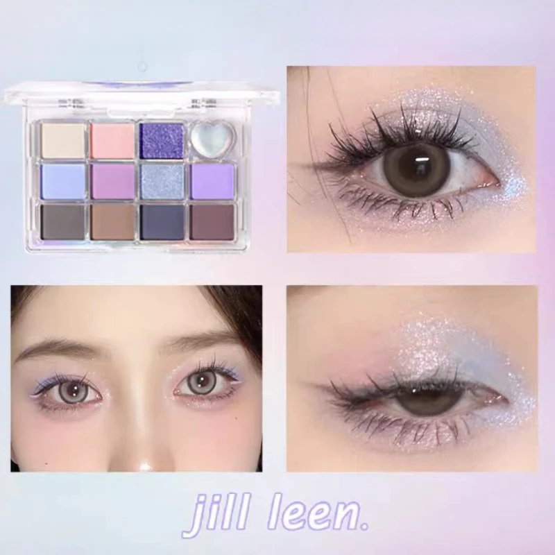 Фото JILLLEEN Cosmetics, 12 цветов, пластина для теней для век, серия «Цветок и бабочка», универсальный матовый жемчужный блеск, яркий стойкий макияж для глаз №1
