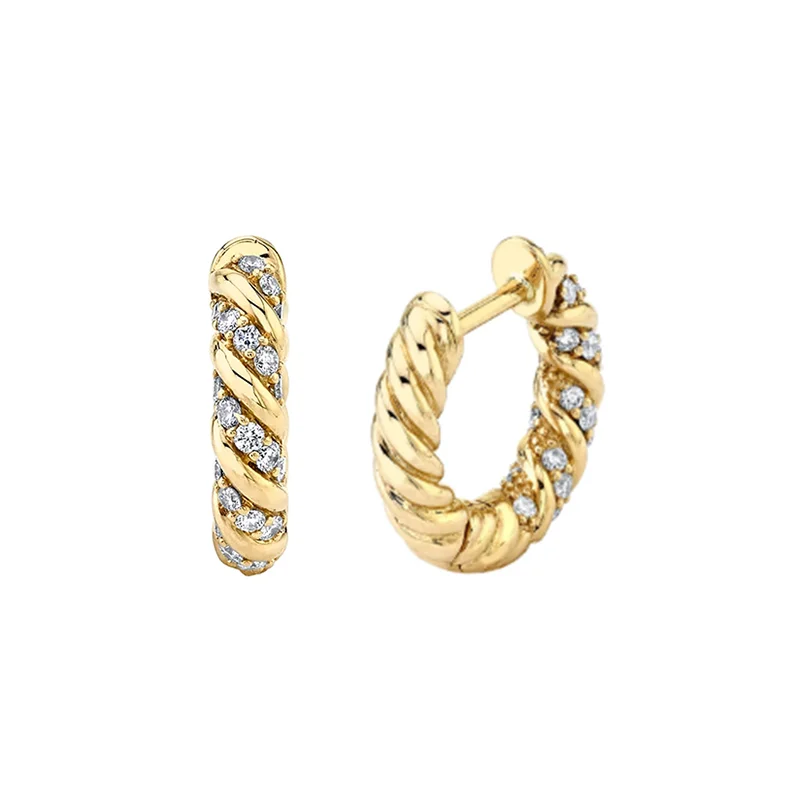 

CANNER 2021 Trend Earrings For Women Earrings Silver Plated Twist Diamond Hoop Earrings Pendientes Jewelry Bijoux Femme Серьги