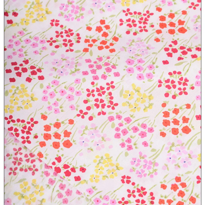 

Полуметровая 100% хлопковая детская ткань с красным, розовым, желтым цветочным принтом, ручная работа, «сделай сам», одежда, платье, тонкая мяг...