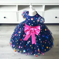 toddler kids girl princess dresses fashion sequined dot dacne show ball gown children bow design short sleeve gowns baby clothes