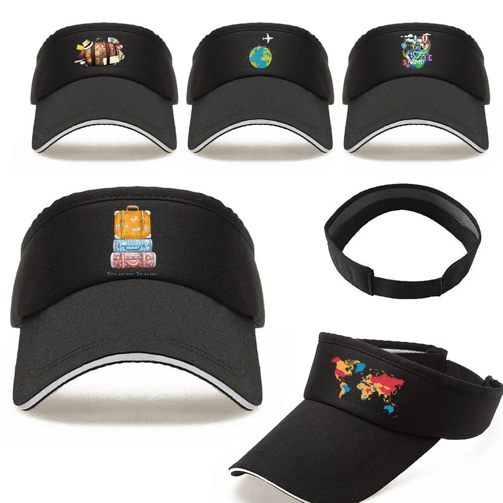 

Women's Summer Breathable Visors Hat Tennis Golf Running Sunscreen Hats Print Empty Top Sports Cap Adjustable Travel Beach Caps
