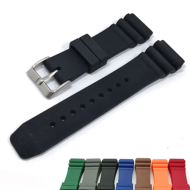 22mm Rubber Strap Heavy Silica gel Hoop Buckle Waterproof Diving Men Silicone Replacement Watch Band Bracelet for Seiko 007