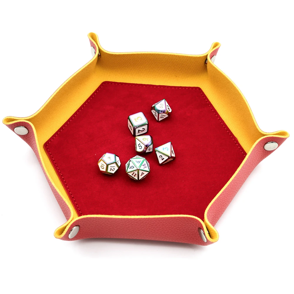 Складной лоток для игральных костей шестиугольный кожаные кубики вращающийся