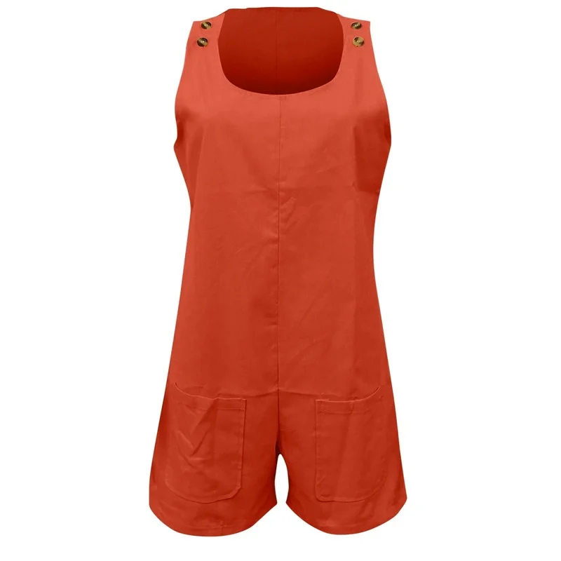 Women's Backless Loose High Waist Sleeveless Camisole Jumpsuits 2023 Summer Playsuit Romper Solid Color Short Jumpsuit Ladies