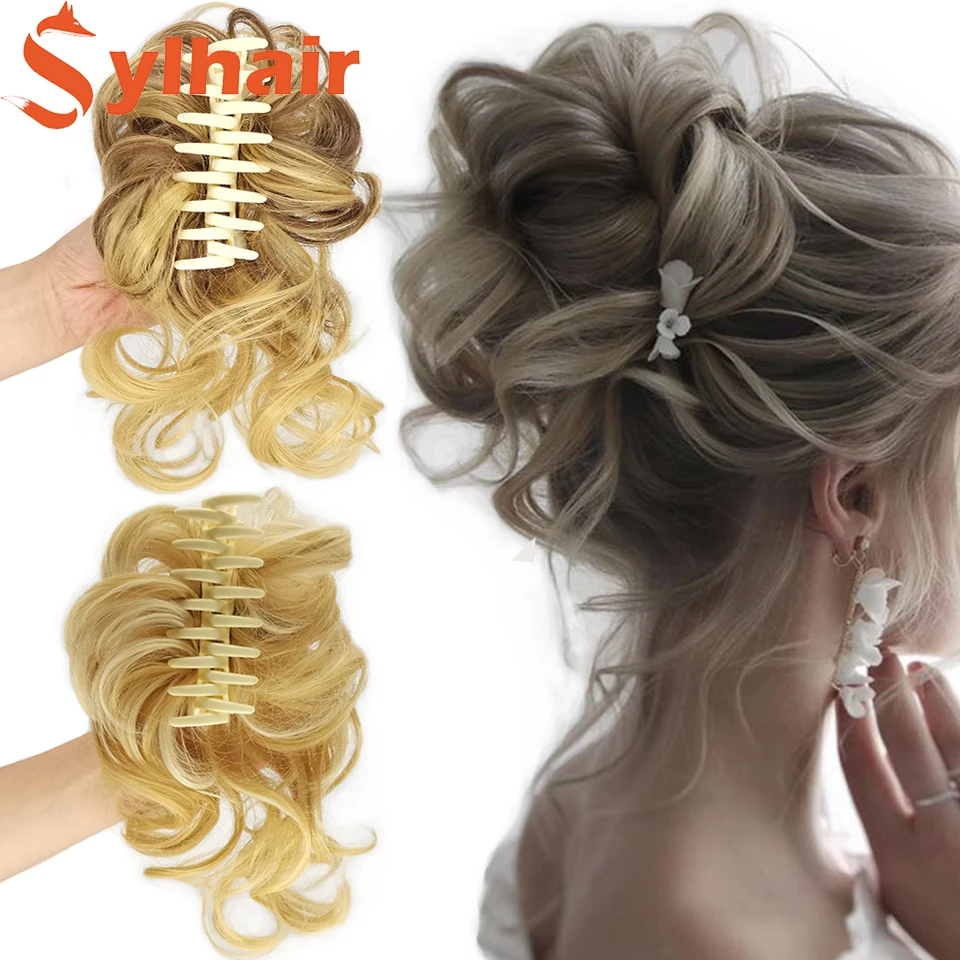 Synthetic Messy Curly Claw Hair Bun Chignon Hair Extensions Scrunchy Fake False Hair With Tail for Women Hairpieces Free Shippin