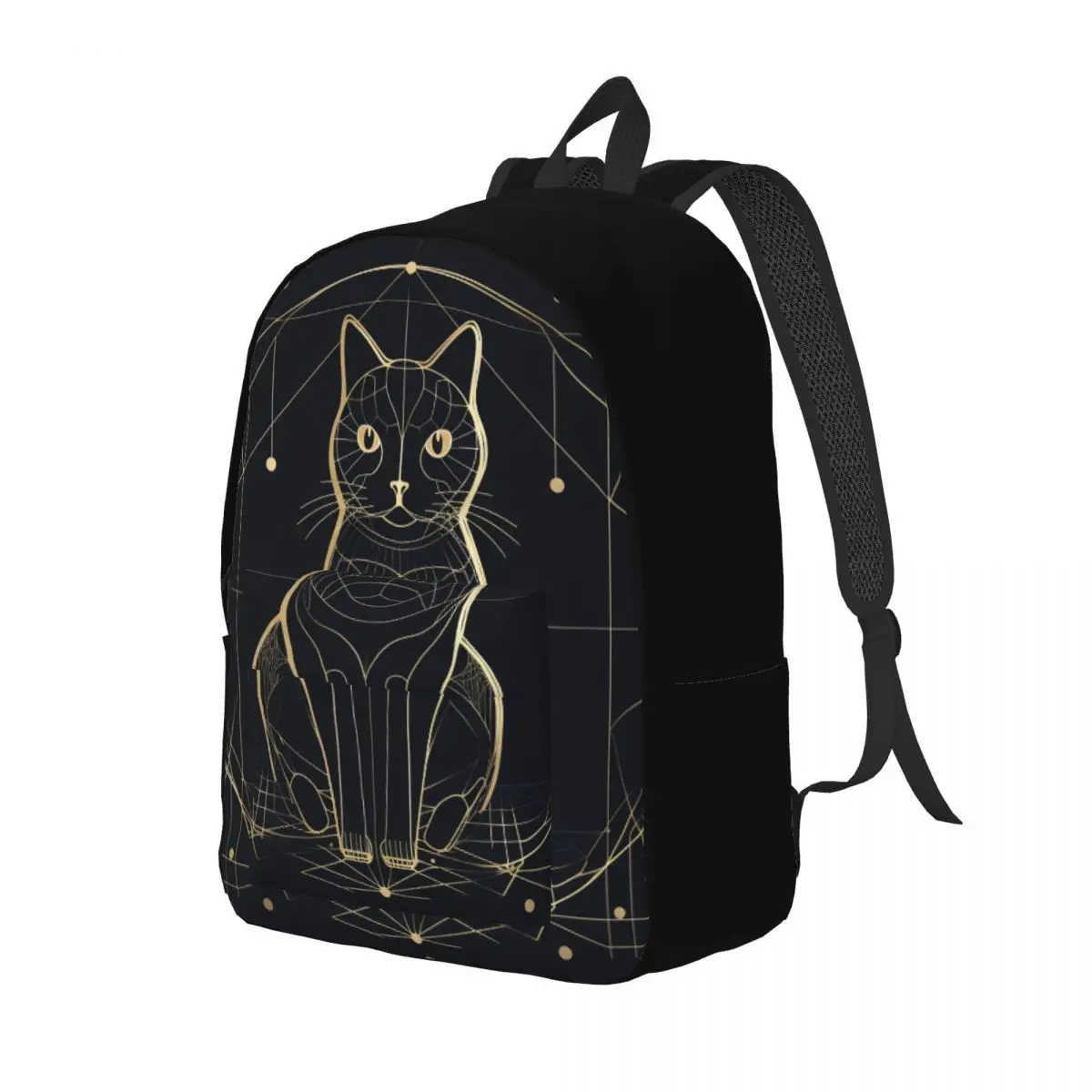

Cat Canvas Backpacks Astro Geometry Minimalist Art Breathable Nice Backpack Summer Bags