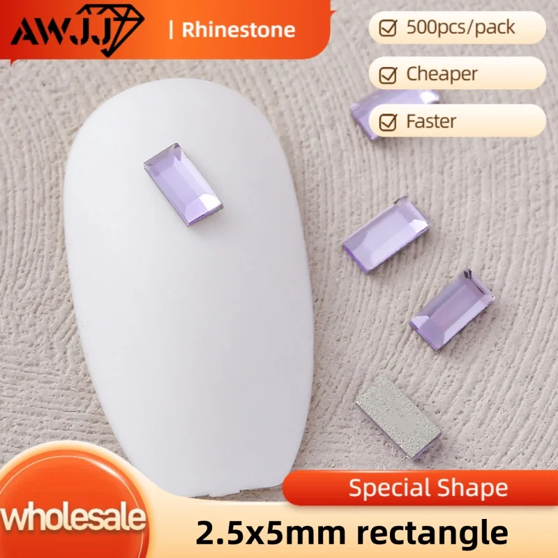 Фото Оптовая продажа AWJJ 500 шт. 2,5x5 мм прямоугольный маджонг Фэнтези самоклеящиеся стразы для дизайна ногтей: поиск роскоши и долговечности №3