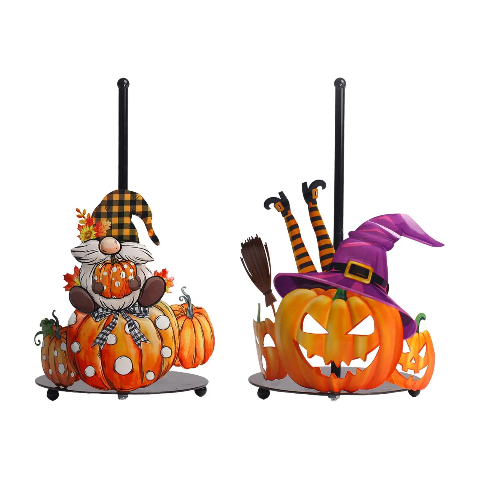 

Halloween Paper Towel Holder Stand Halloween Pumpkin Decor Organizer Decorative Tissue Roll Holder for Living Room Farmhouse