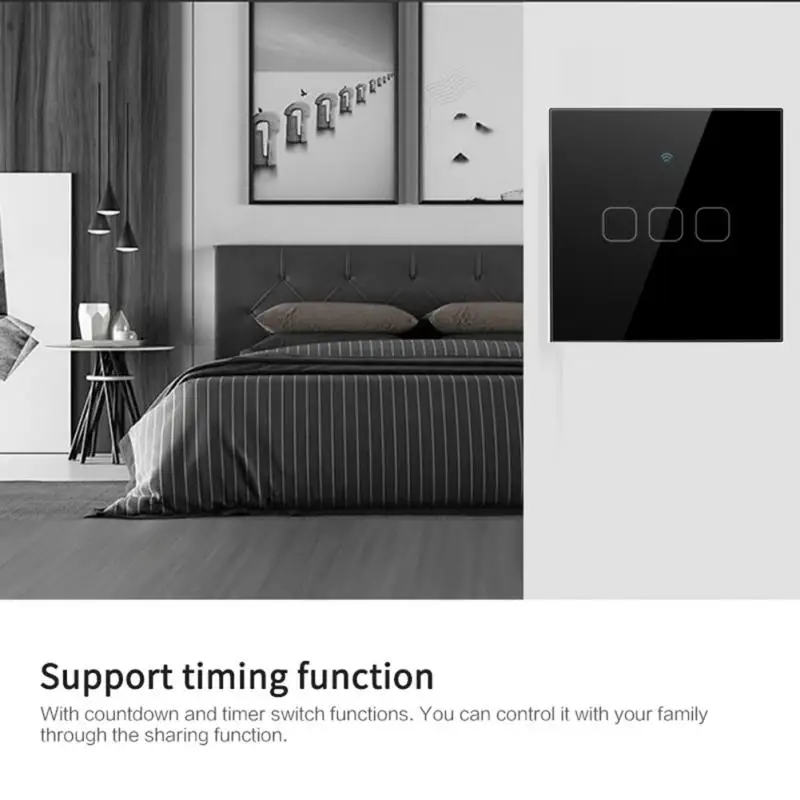 

Timing Anti-scratch Tuya Wifi Smart Touch Switch Smart Life App Touch Tempered Wifi Switch Glass Panel Home Wall Button