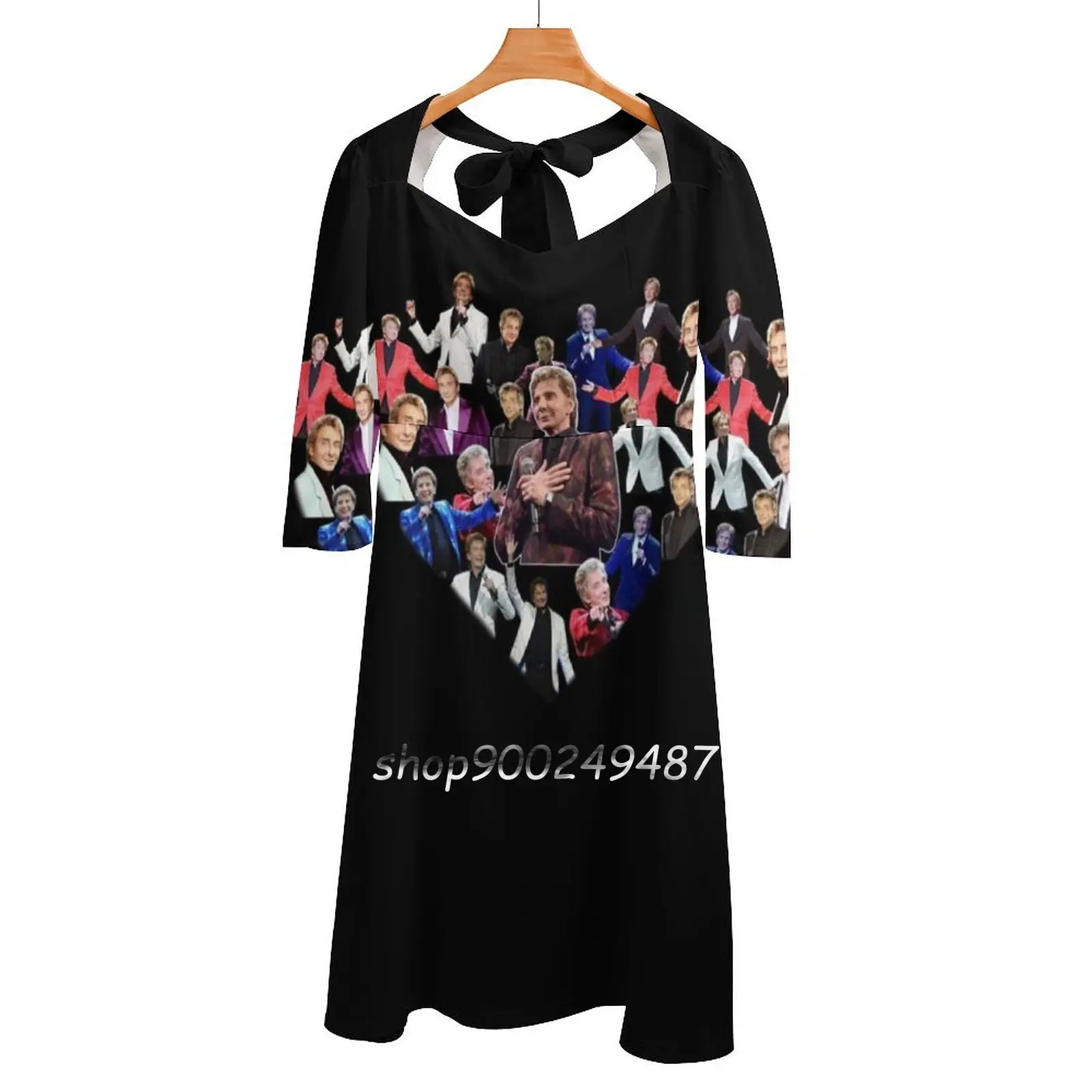 

Barry Manilow Classic Guys Square Neck Dress Cute Loose Print Dresses Elegant Beach Party Dress Barry Manilow Classic Guys