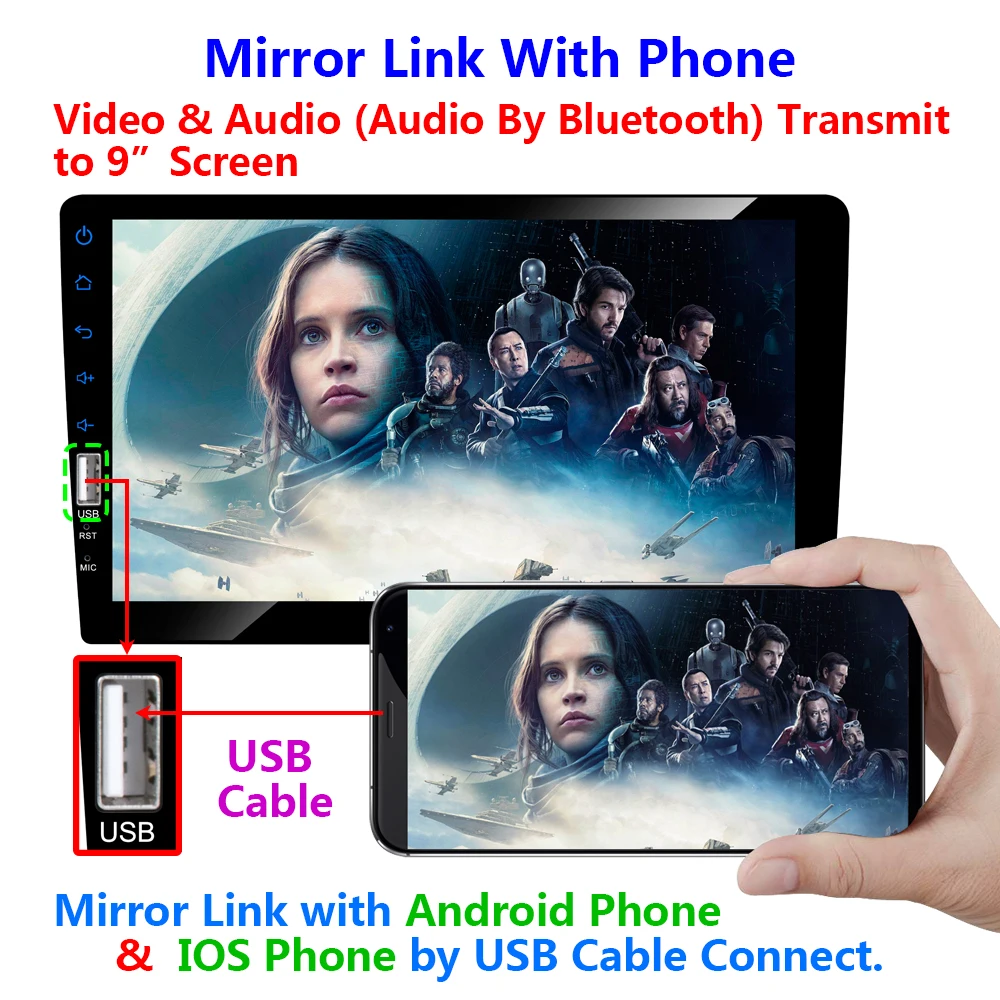 Мультимедийный проигрыватель REAKO 9 дюймов 1 Din автомобильное стерео радио HD