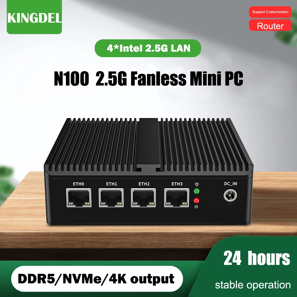 12th Gen Intel Pfsense Firewall N100 Soft Router 4x 2.5G i226 i225 LAN NVMe Fanless Mini PC HDMI2.0 OPNsense PVE ESXi Computer