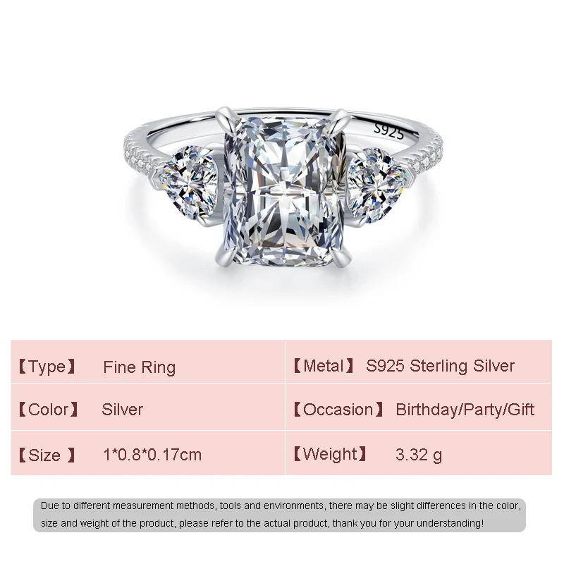JIALY сверкающее европейское кольцо на палец AAA CZ с большим прямоугольным лицом