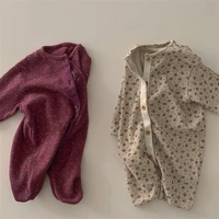 infant baby girl bodysuit spring autumn vintage floral print jumpsuit for newborns cotton long sleeve kids clothes girls 0 24m