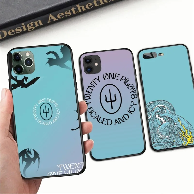 Scaled Icy Twenty One Pilots Phone Case For IPhone 14 13 12 11 XS X 8 7 6 Plus Mini Pro Max SE 2022 Soft Black Phone Cover