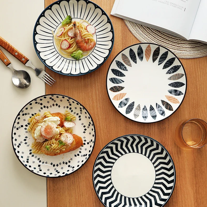 

Японские керамические обеденные тарелки, цветная посуда под глазурь, блюдо для салата, домашняя Коммерческая глубокая тарелка для ресторан...