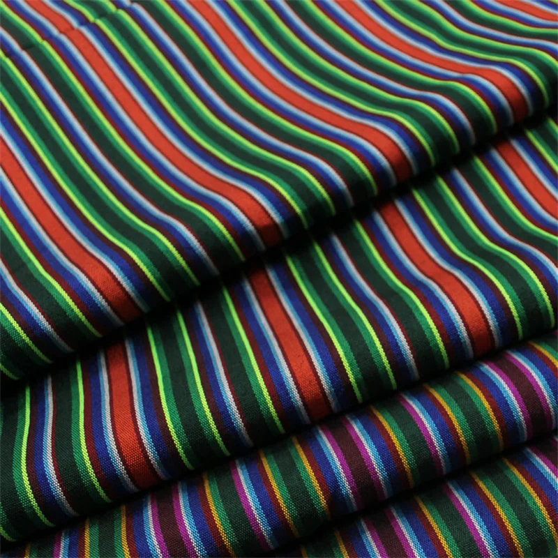

NEW508 150cm Width Ethnic Southeast Asia Burma Thailand Dai Style Colorful Stripes Women's Jacquard Skirt Fabric Sewing Material