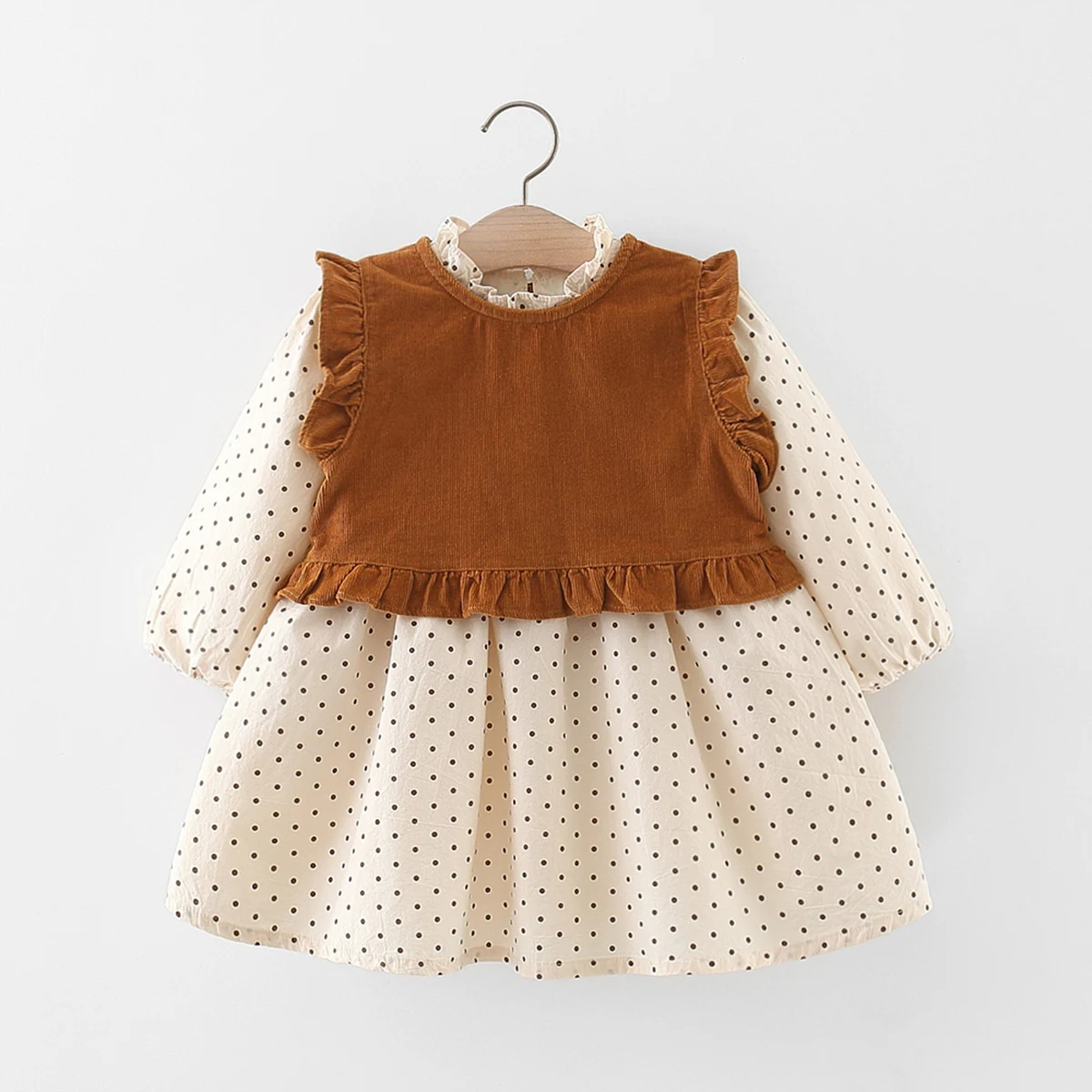 

Toddler Polka Dots Long Sleeve Princess skirt & Solid Color Vest