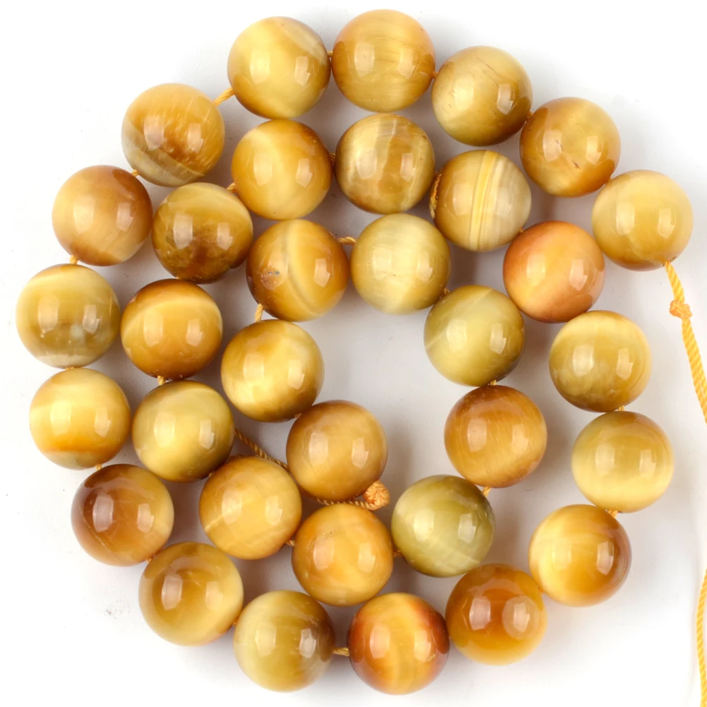 

Gold Plateden Tiger Eye stone Round Stone Beads For Jewelry Making 4/6/8/10/12mm Spacer Loose Beads Diy Bracelet Necklace 15inch