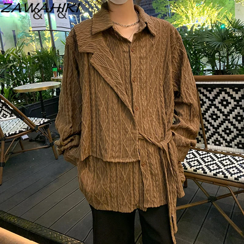 

Japanese Vintage Long Sleeve Hook Flower Hollow Shirt Women Summer Loose Solid Color Breasted Lace-up Turn-down Casual Tops