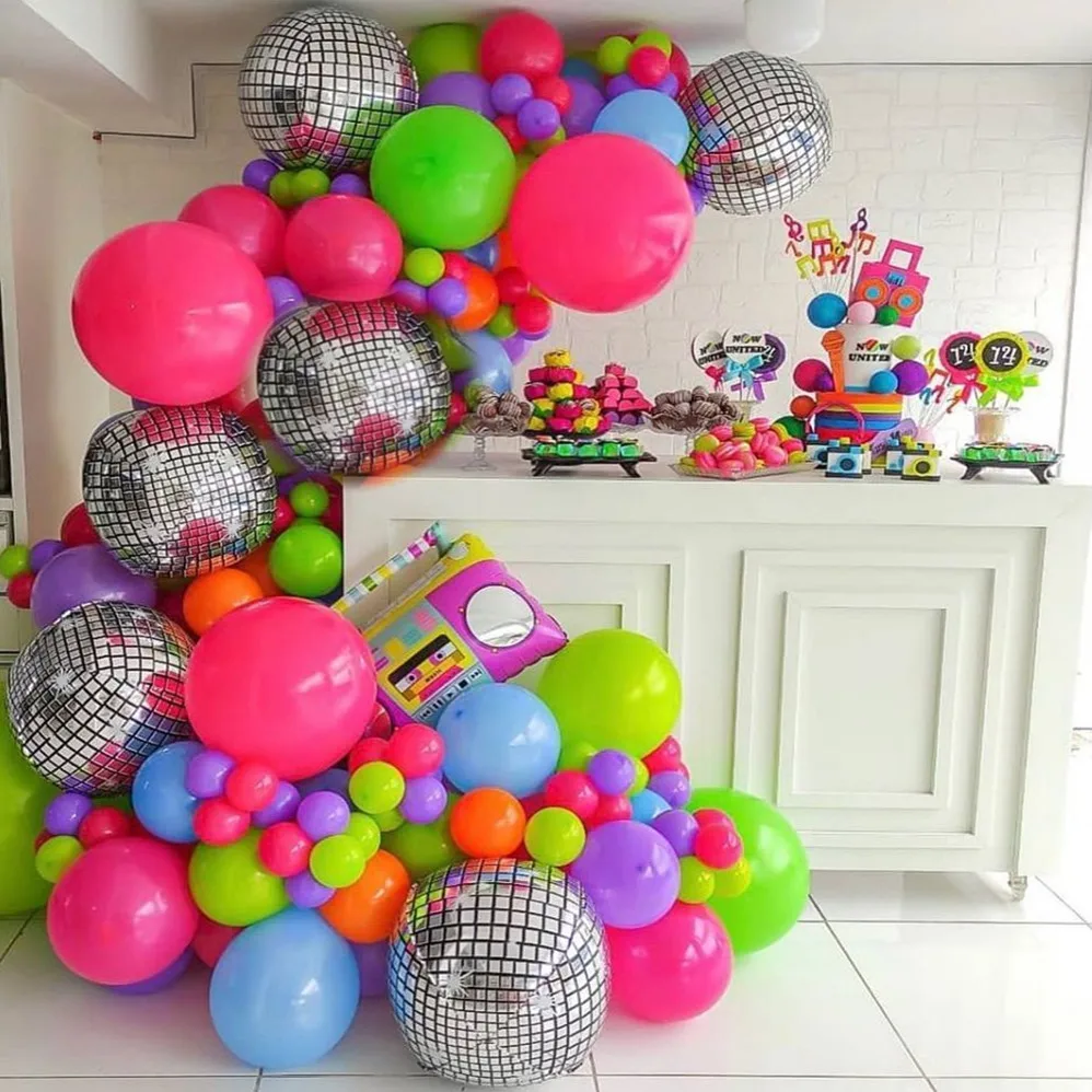 

119 шт. тематические воздушные шары в стиле 80-х 90-х годов, гирлянда, арка, дискотека, 4D радио, воздушные шары в стиле ретро, украшения для вечери...