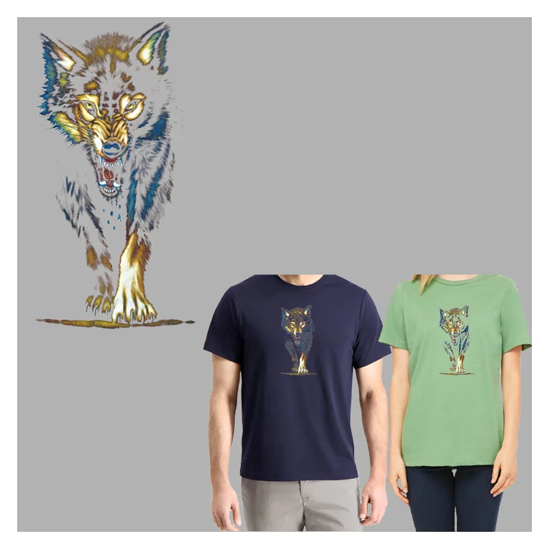 

Виниловые термоклейкие нашивки для одежды, персонализированные креативные эскизные наклейки с рисунком животного волка короля