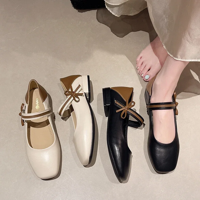 Туфли-лодочки женские в стиле ретро балетки лоферы плоская подошва Мэри Джейн