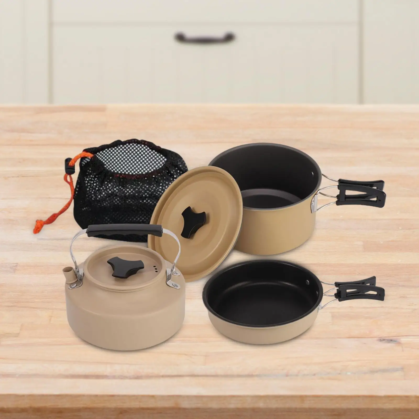 Набор посуды для кемпинга с сумкой хранения кухонная утварь со сложенной ручкой