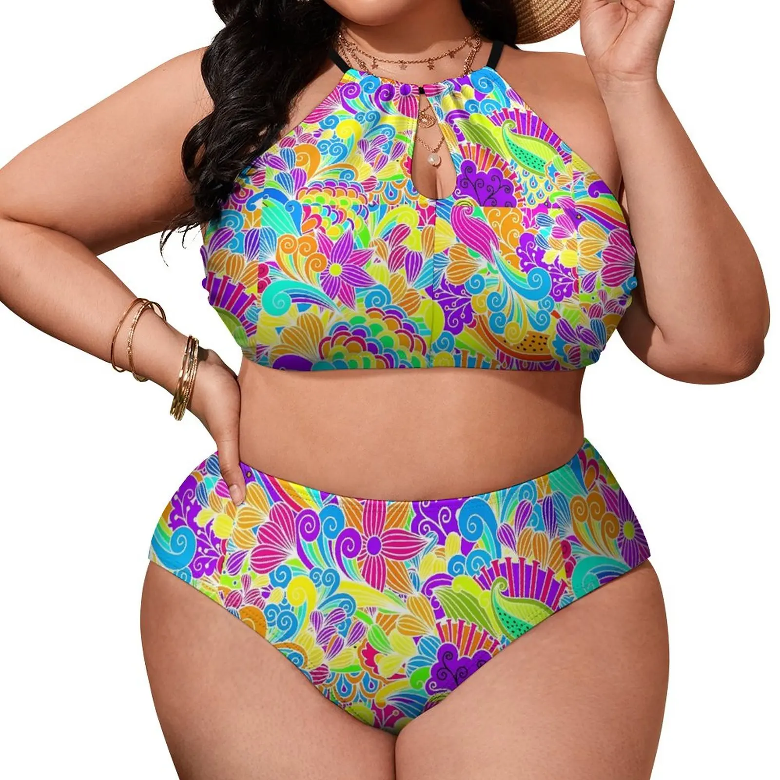 

Retro Floral Bikini Swimsuit Beautiful Hippie Design Bikinis Set Cute Swimwear Women Fitness Swimsuits Biquini Birthday Present