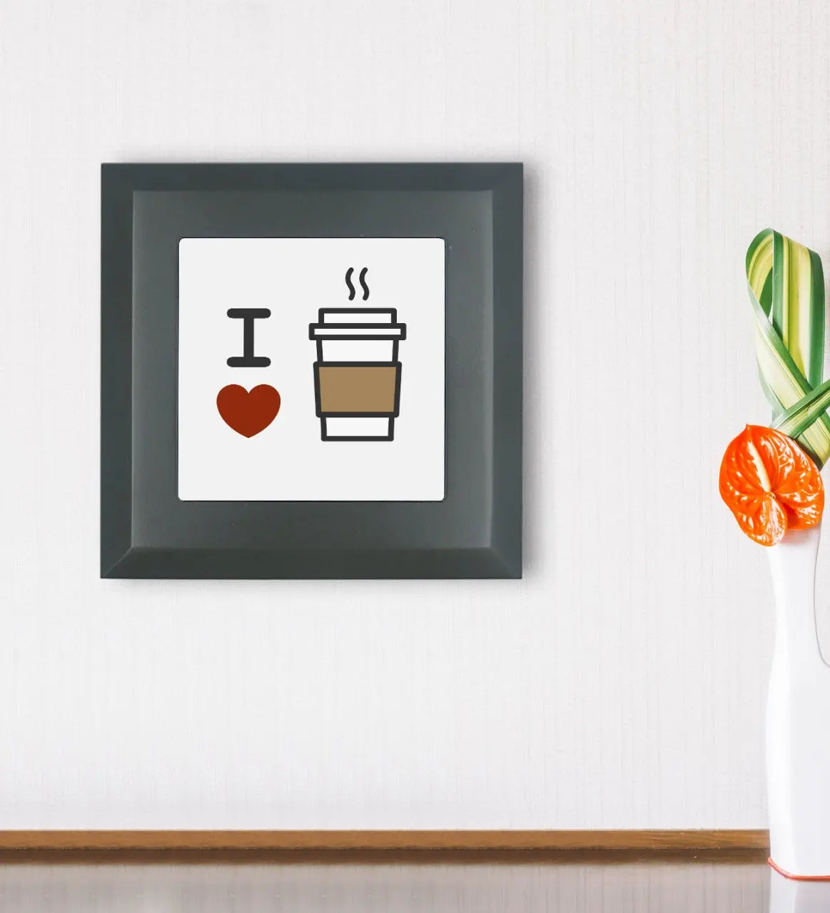 

BK подарок, я люблю кофе, дизайн, деревянная рамка, каменная стена