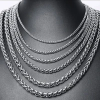 3 8mm 316l stainless steel wheat chain necklace men women fashion retro keel chain necklace punk jewelry gift dropshipping