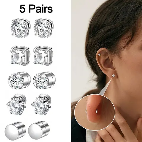 Магнитные серьги из хирургической стали 5 пар