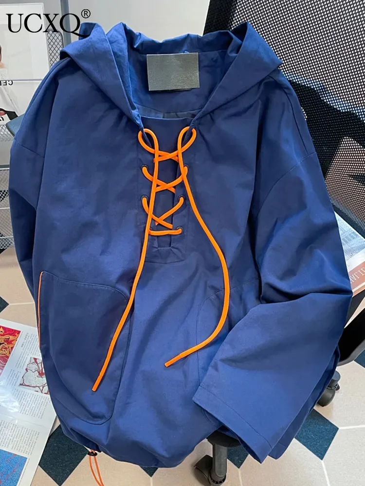 

Женский свитшот на шнуровке, с капюшоном, большого размера