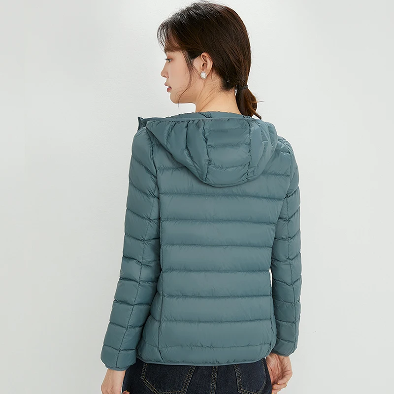 Зимняя одежда легкая пуховая куртка женское короткое платье на белом утином пуху