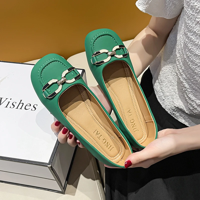 

Moccasin Shoes Female Footwear Soft Shallow Mouth Square Toe Casual Sneaker 2022 Fashion Women's All-Match Moccasins Boat New Dr